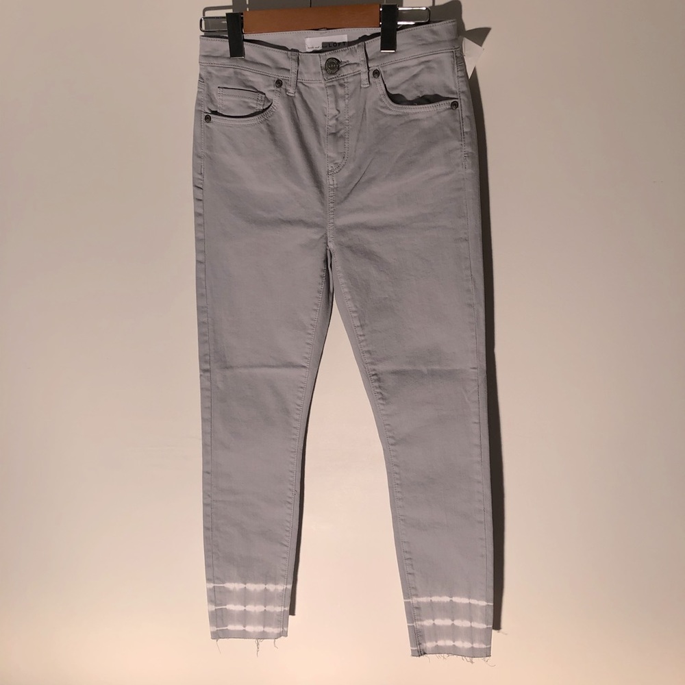 LOFT High Waist Skinny Crop Jeans with Tie Dye bottom